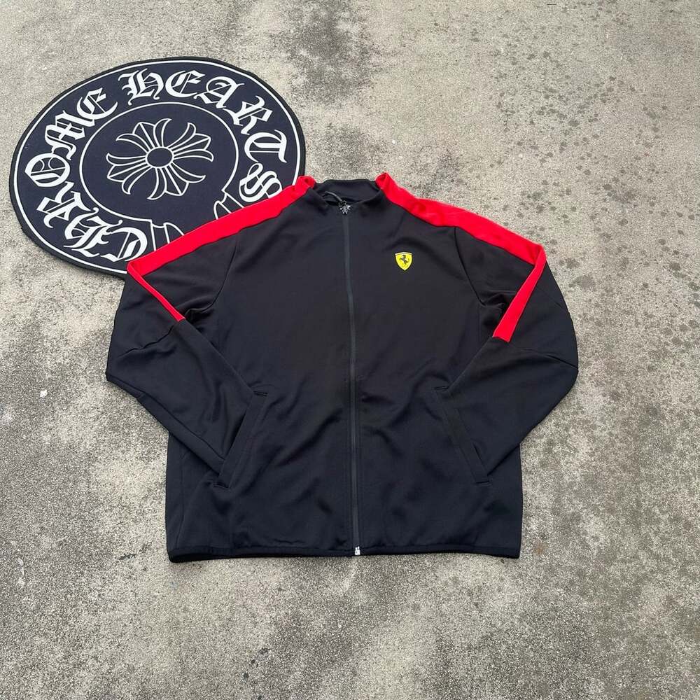 Puma Scuderia Ferrari Black Red Track Jacket Zip Up Mens Medium